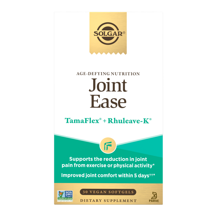 A box of Solgar Joint Ease Supplement on a plain background.