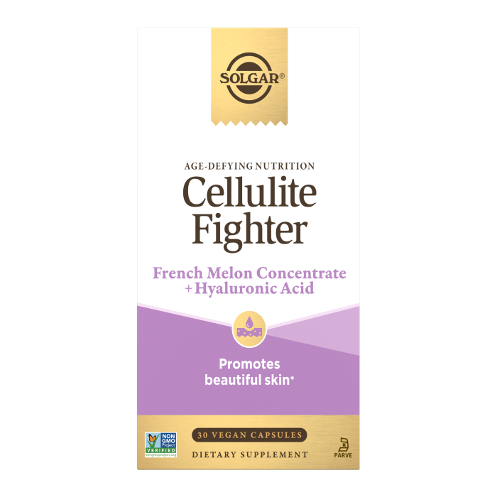 A box of Solgar Cellulite Figher Supplement on a plain background.