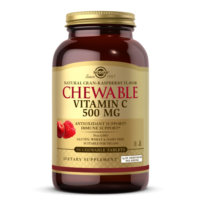 Vitamin C 500 mg Chewable Tablets – Cran Raspberry Flavor