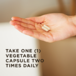 Two of Solgar's Ester-C® Plus 500 mg Vitamin C Vegetable Capsules (Ester-C® Ascorbate Complex) held in an open palm. Text says "take one vegetable capsule two times daily"