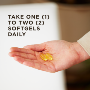 An outstretched hand holds two of Solgar's Evening Primrose Oil 1300 mg Softgels. Text reads "take one to two softgels daily".