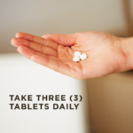 A hand holds three of Solgar's Magnesium with Vitamin B6 Tablets. Text reads "take three tablets daily"