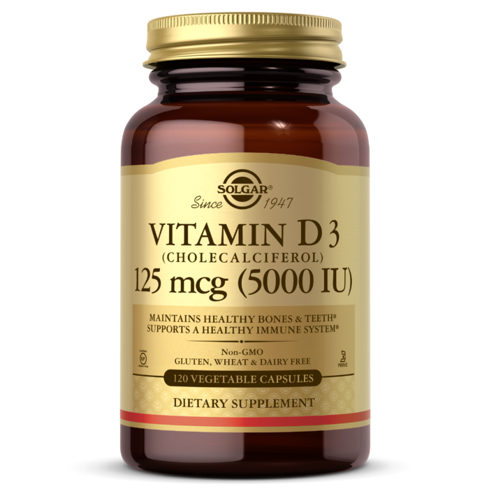 Vitamin D3 (Cholecalciferol) 125 mcg (5,000 IU) Vegetable Capsules