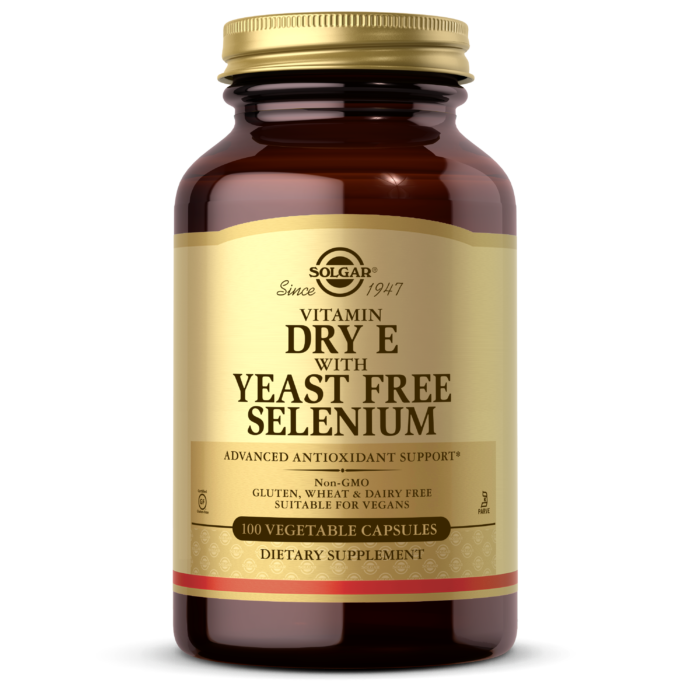 Dry Vitamin E with Yeast-Free Selenium Vegetable Capsules
