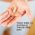 An outstretched hand holds one Solgar Daily Stress Support vegetable capsule. Text reads 
